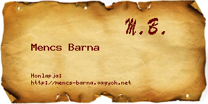 Mencs Barna névjegykártya
